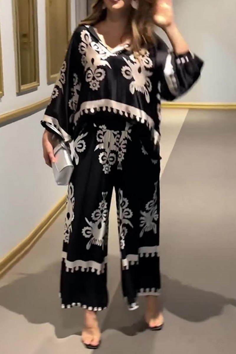Ensemble haut et pantalon long à manches longues et imprimé unique