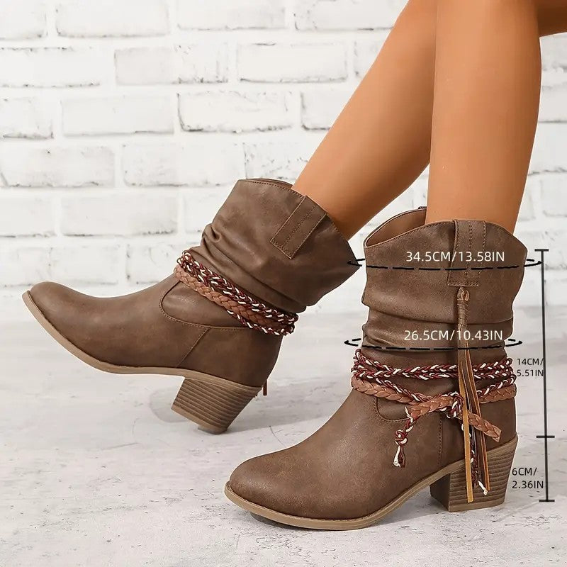 Vintage Western Cowboy Stiefeletten mit Quasten