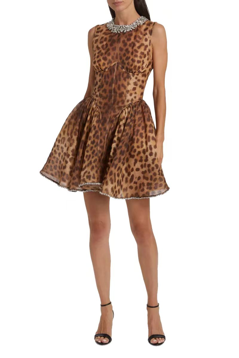 אביגיל מודפס מחוך הלטרנס שמלת מידי