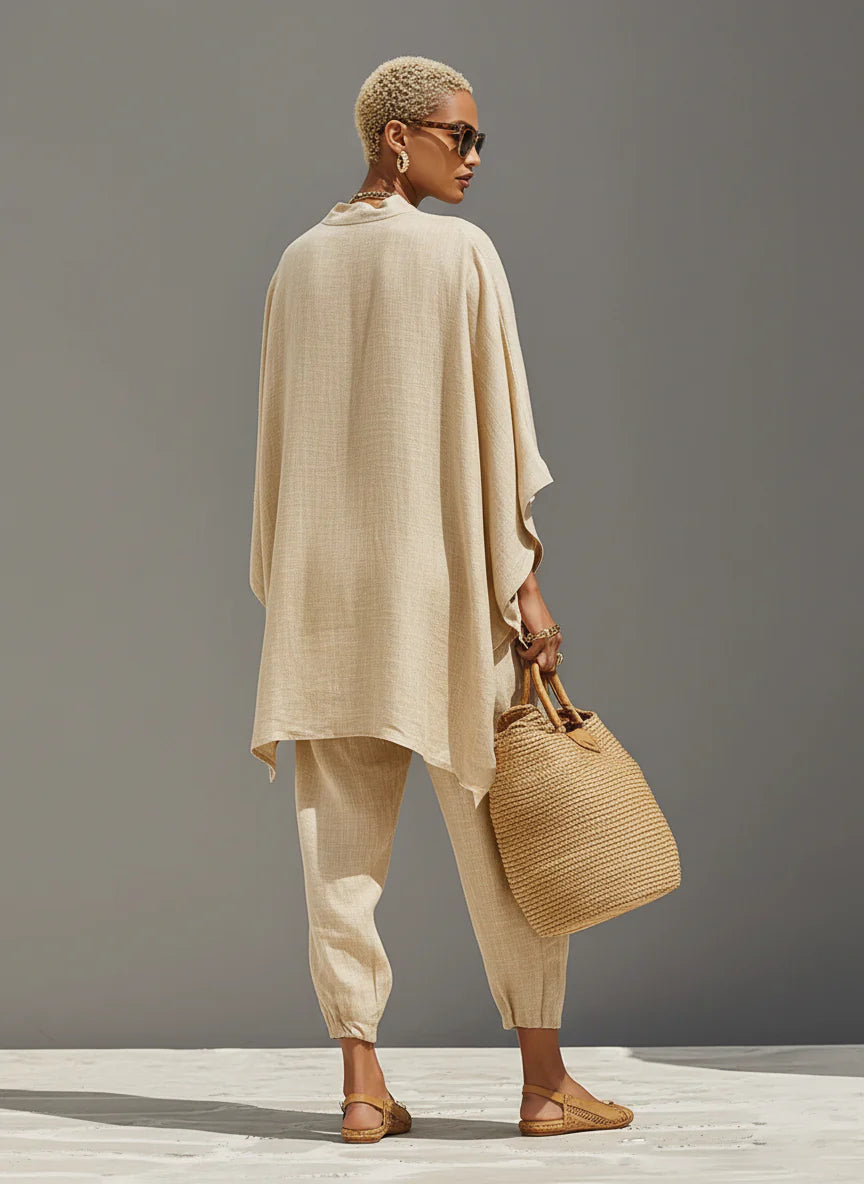 Leinenset mat asymmetresche Pantalonen