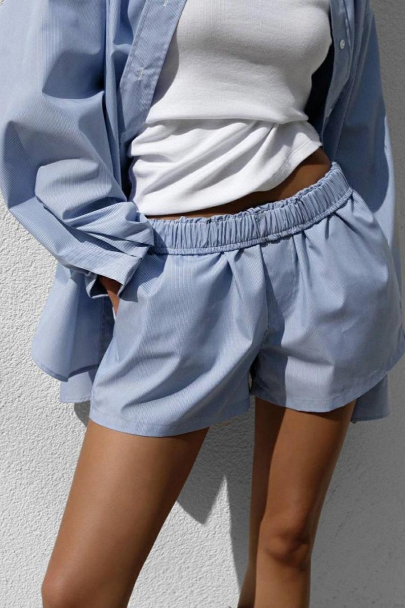 Blaues elegantes Langarm-Hemd-Set