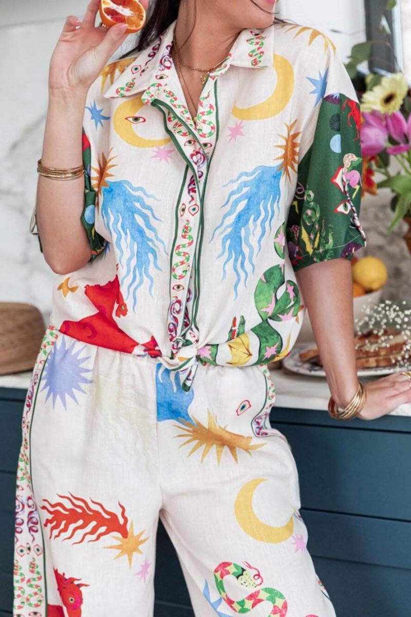 Jedinečná sada volné košile s krátkým rukávem a elastickým pasem