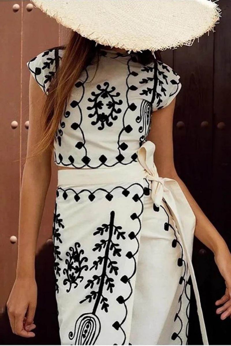 סט חצאיות מידי לעטוף עם הדפס אתני