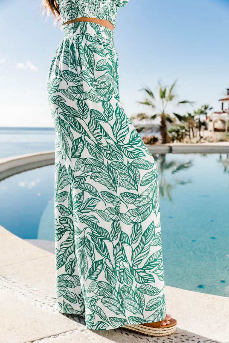 Set di pantaloni a due pezzi floreale boho in turchese