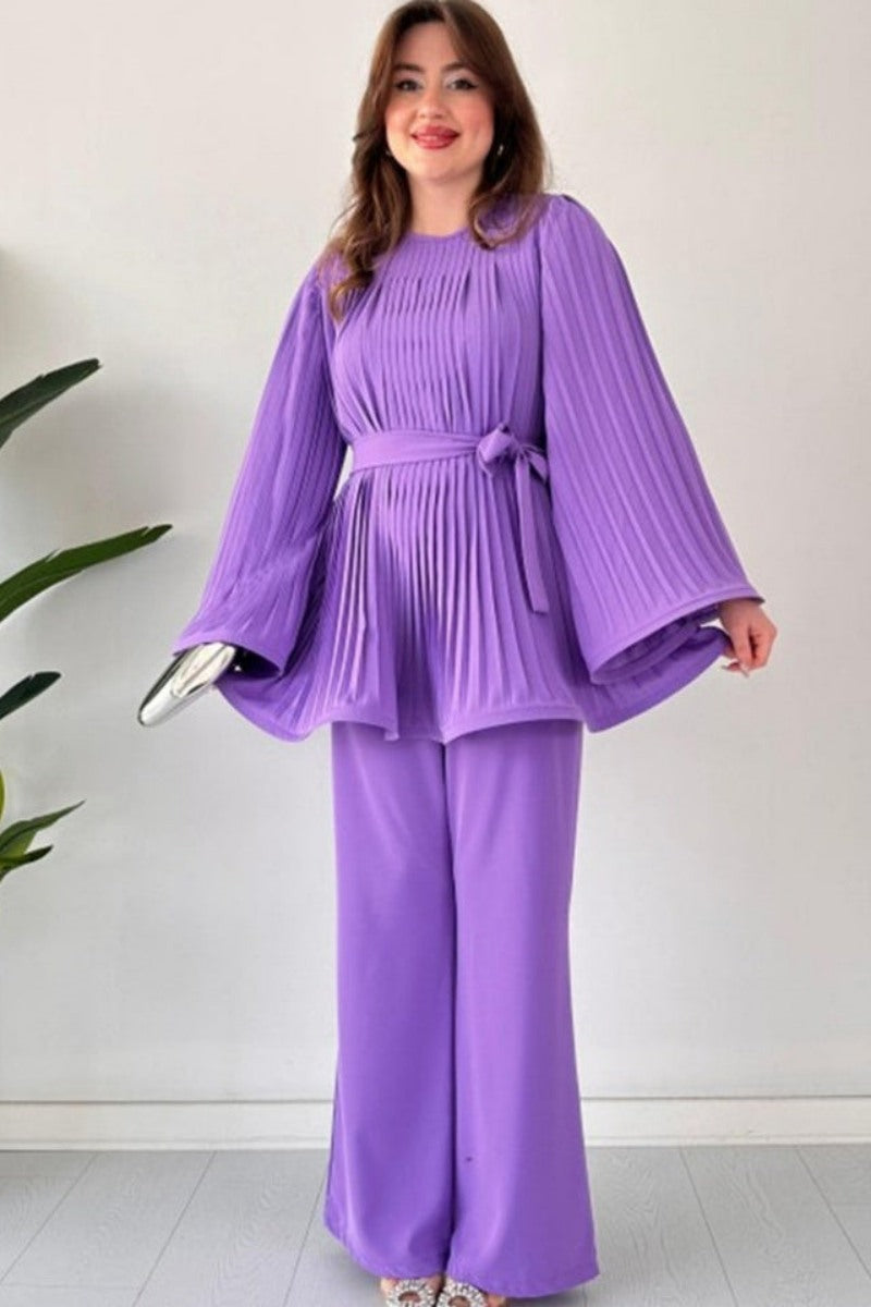 플리츠 플레어 탑 팬츠 세트