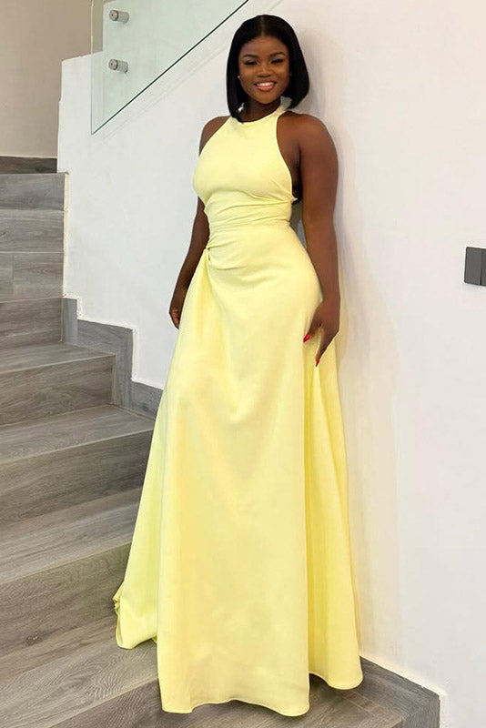 Robe Maxi Asymétrique à Queue Bronze Liquide