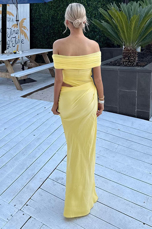 Sheer Mesh Off-Shoulder Maxi Dress