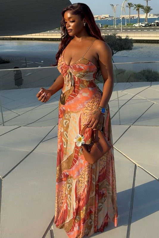 שמלת מקסי פרחונית ורודה וזורמת לחלום