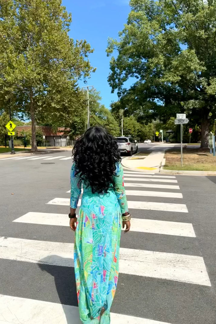 Vibrant Geo Print Maxi Dress