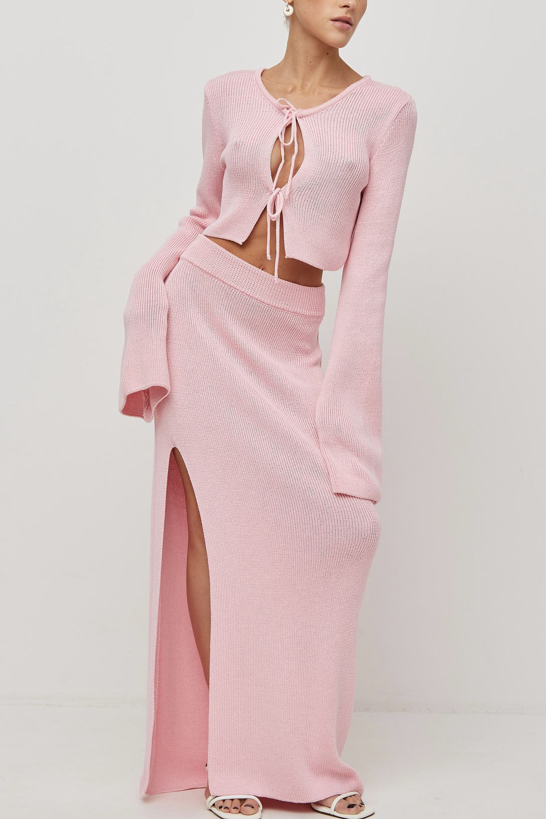 French Y2K Girl Pink Knit Set