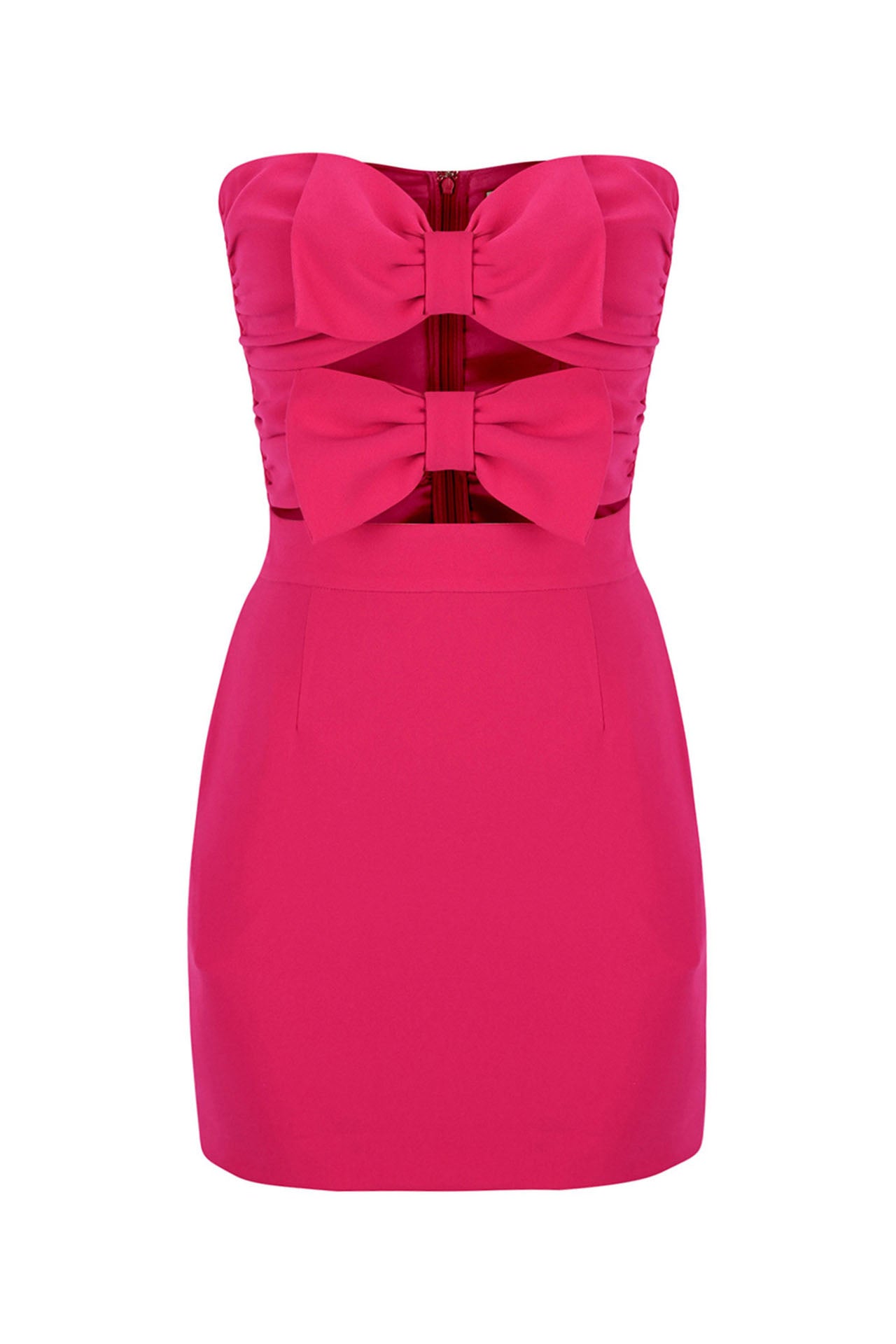 Fuchsia Bow Cutout Mini Dress