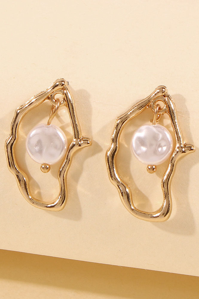 Oyster Pearl - Irregular - Shaped Drop Earrings