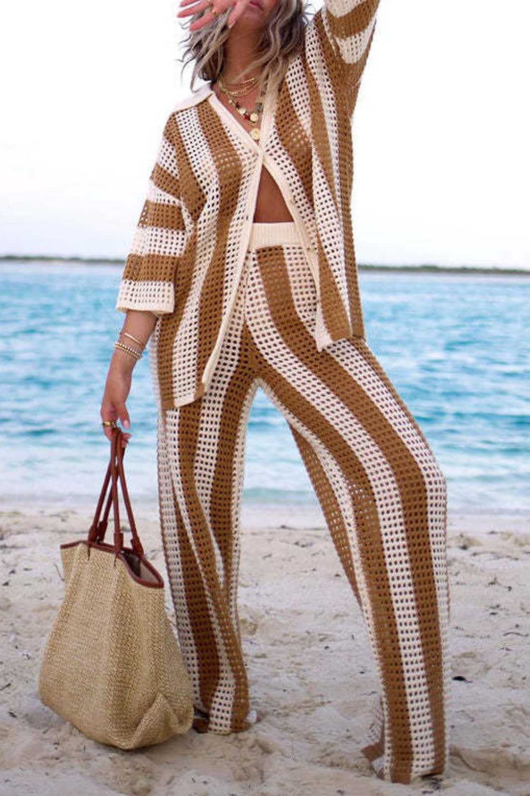 Hålrandig skjortastickad set