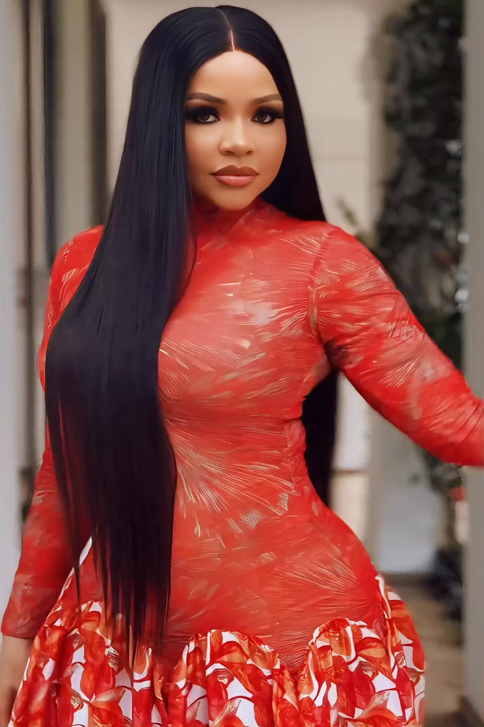 추상 미술 포멀 맥시 드레스