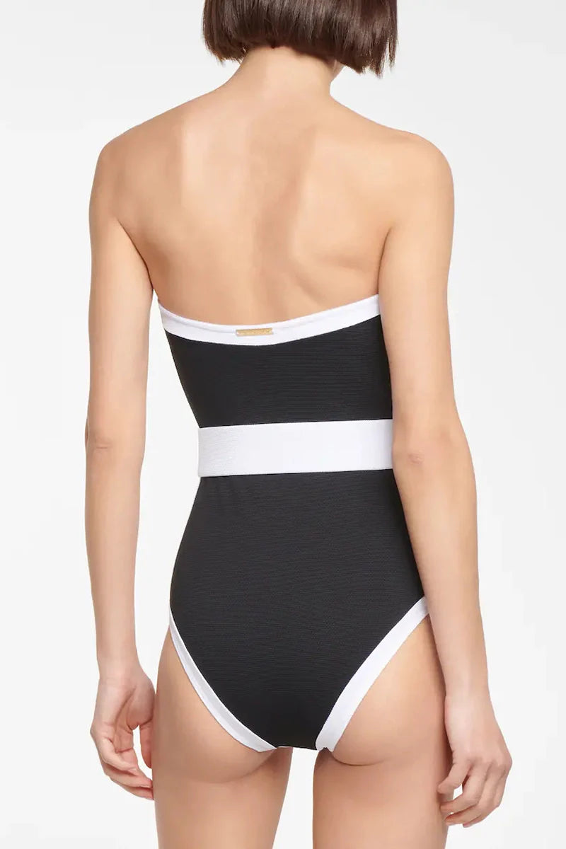 Black White Contrast Luxe Resort Swimsuit