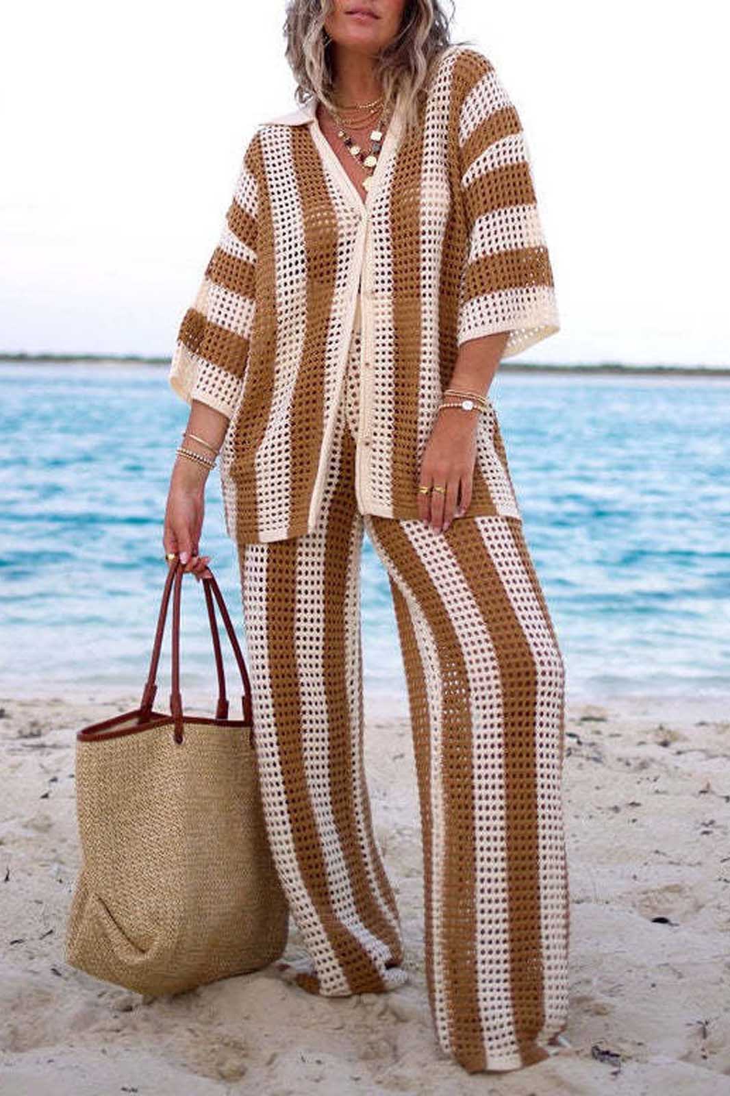 Hålrandig skjortastickad set