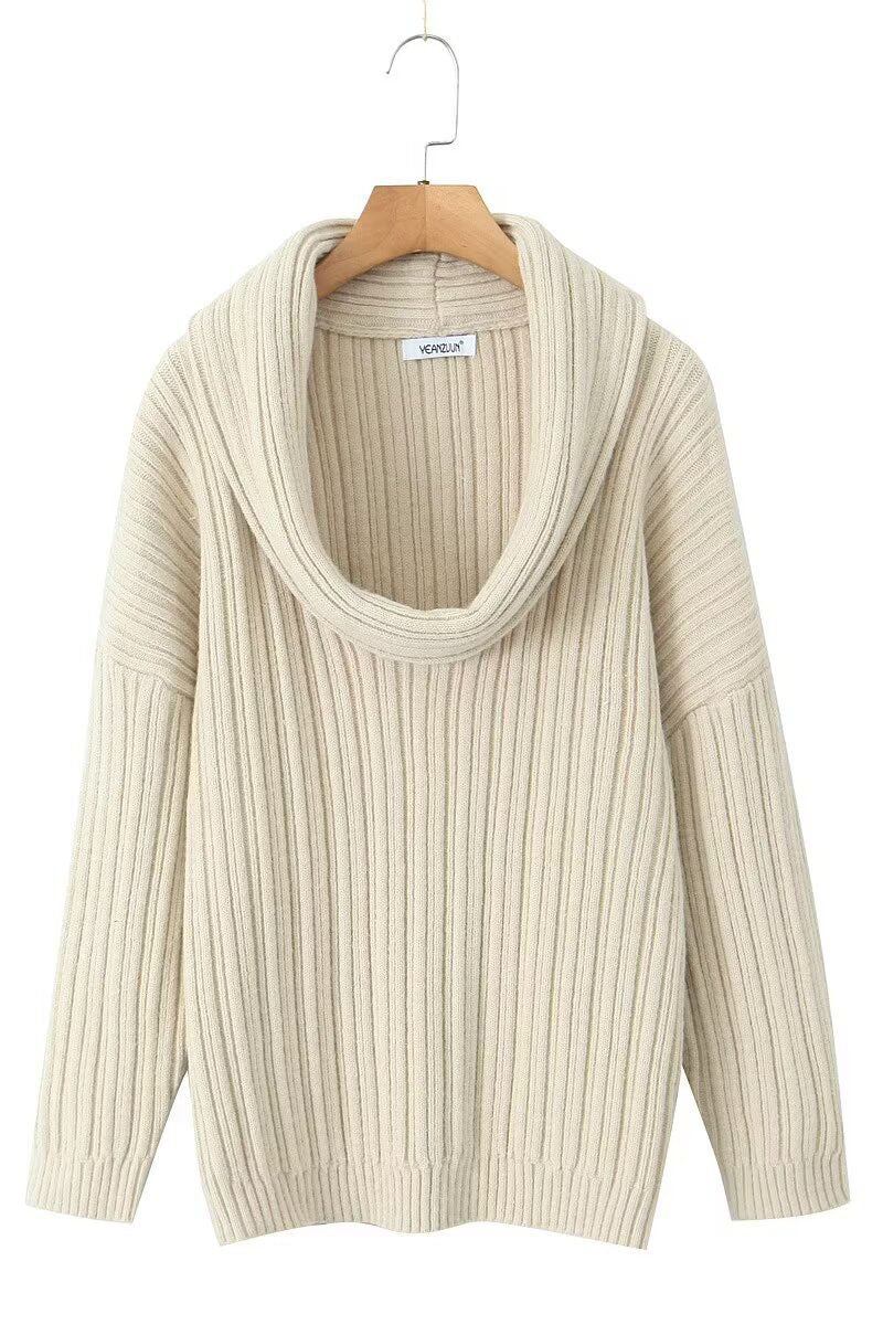 Lazy Style Solid Color Irregular Knit Top