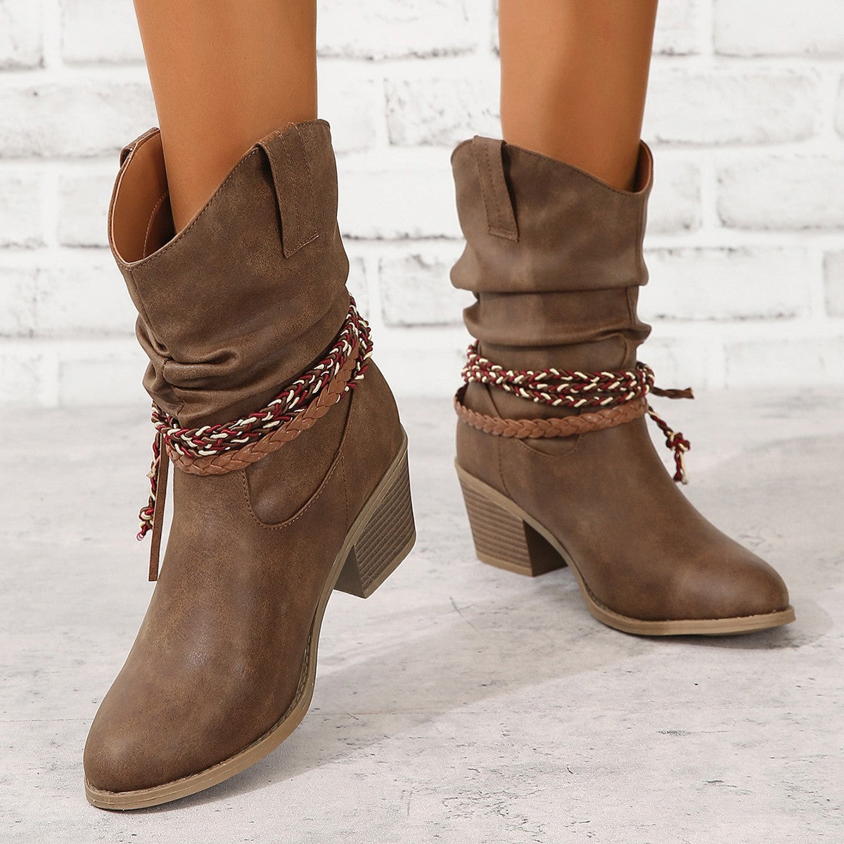 Vintage Western Cowboy Stiefeletten mit Quasten