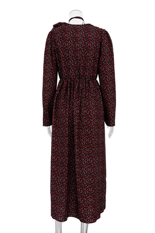 Abito midi con scollo a V e fiori Bertha