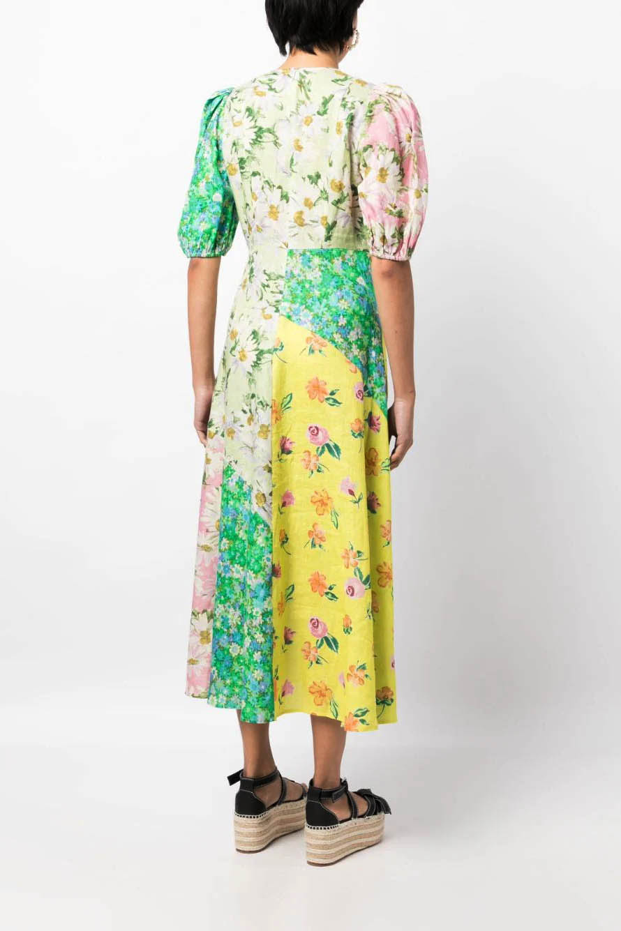 Fine Satin Blummendrock Batwing Sleeve Hosen Set - Orange