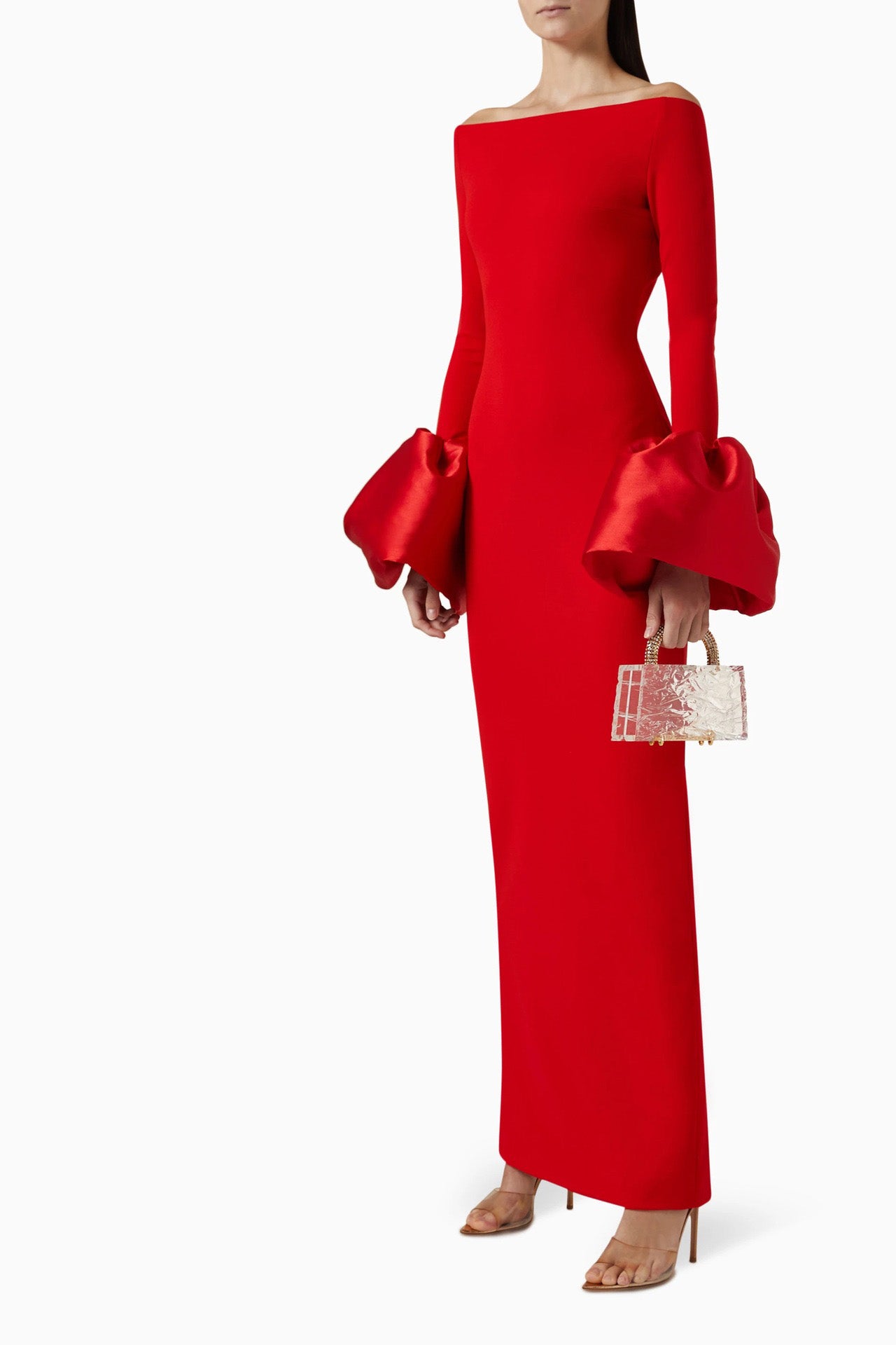 Enfärgad lanternärmklänning