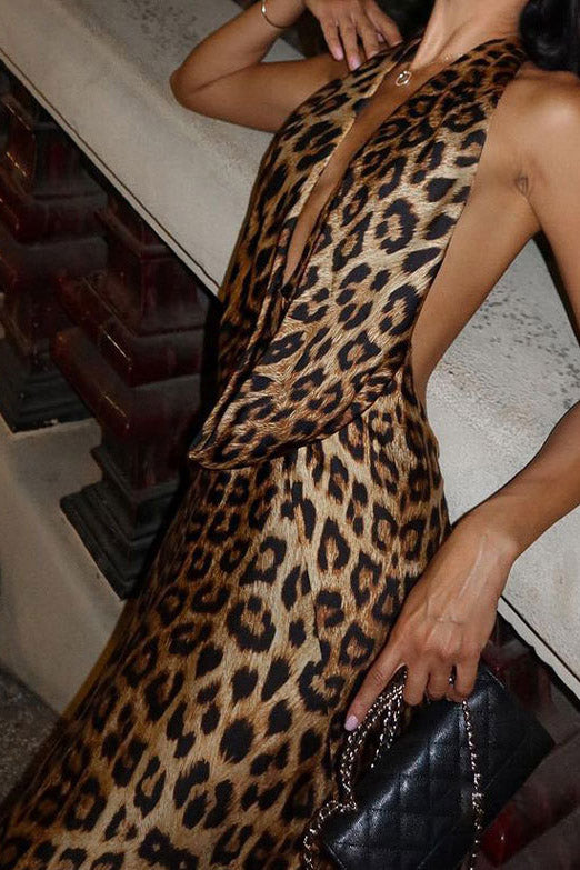 Robe sexy à imprimé léopard