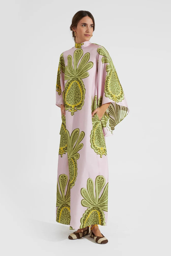 pineapple pink dress Pink Yellow Pineapple Dress Colorful Fun Lightweight Summer Fit & Flare  Aloha