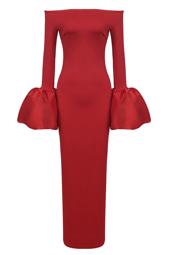 Enfärgad lanternärmklänning