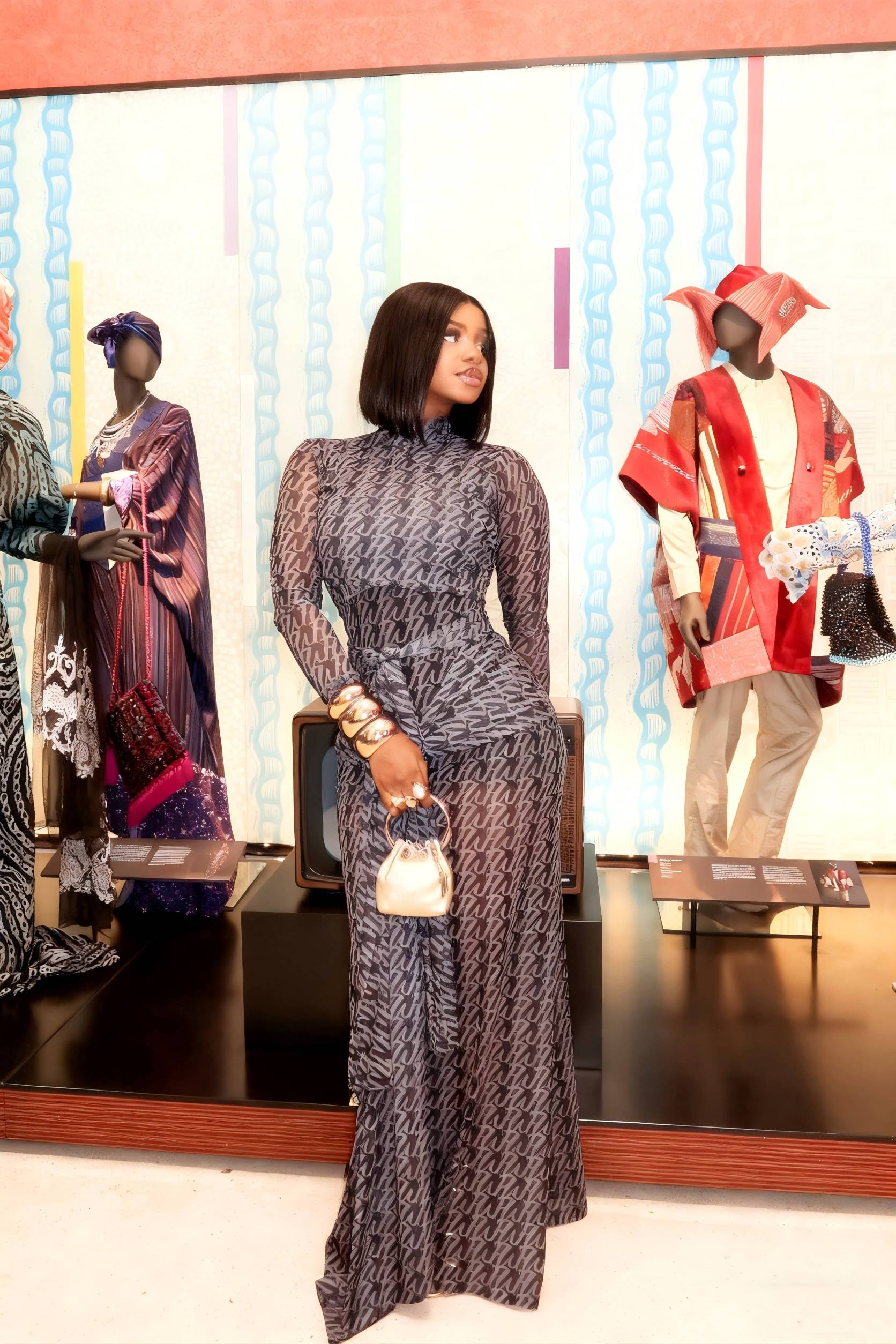 Letter Print Sheer Maxi Dress