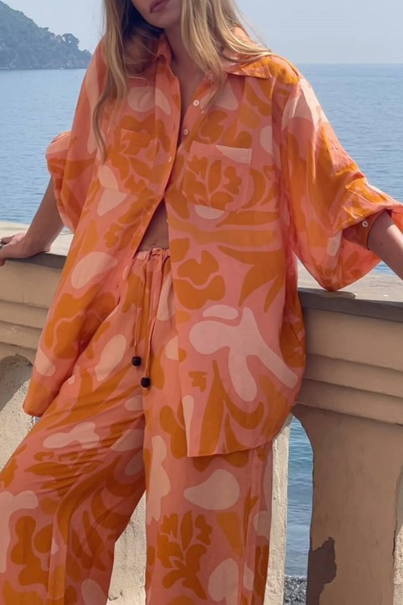 Ensemble pantalon ample à imprimé ethnique unique pour les vacances
