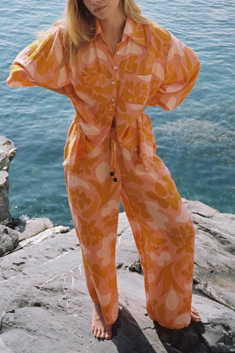 Ensemble pantalon ample à imprimé ethnique unique pour les vacances