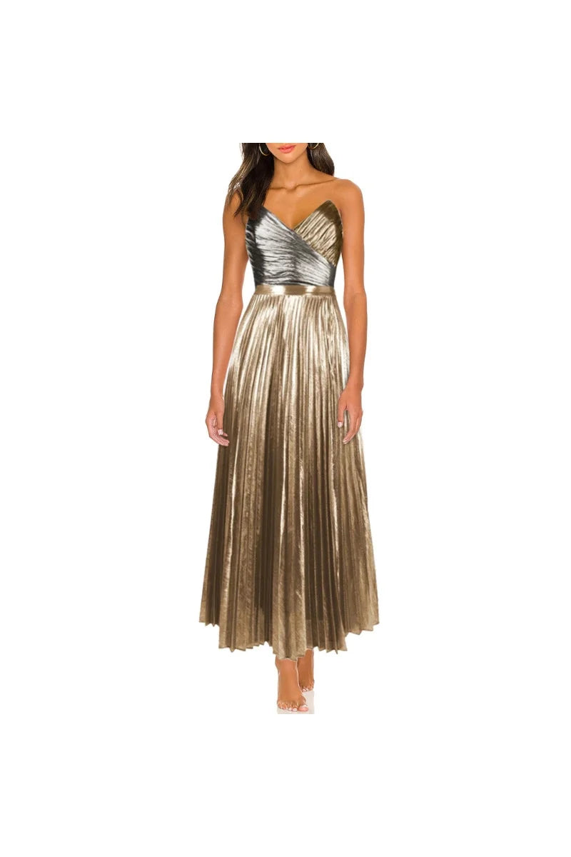 Cutout Gold Patchwork One-Piece Skirt Set