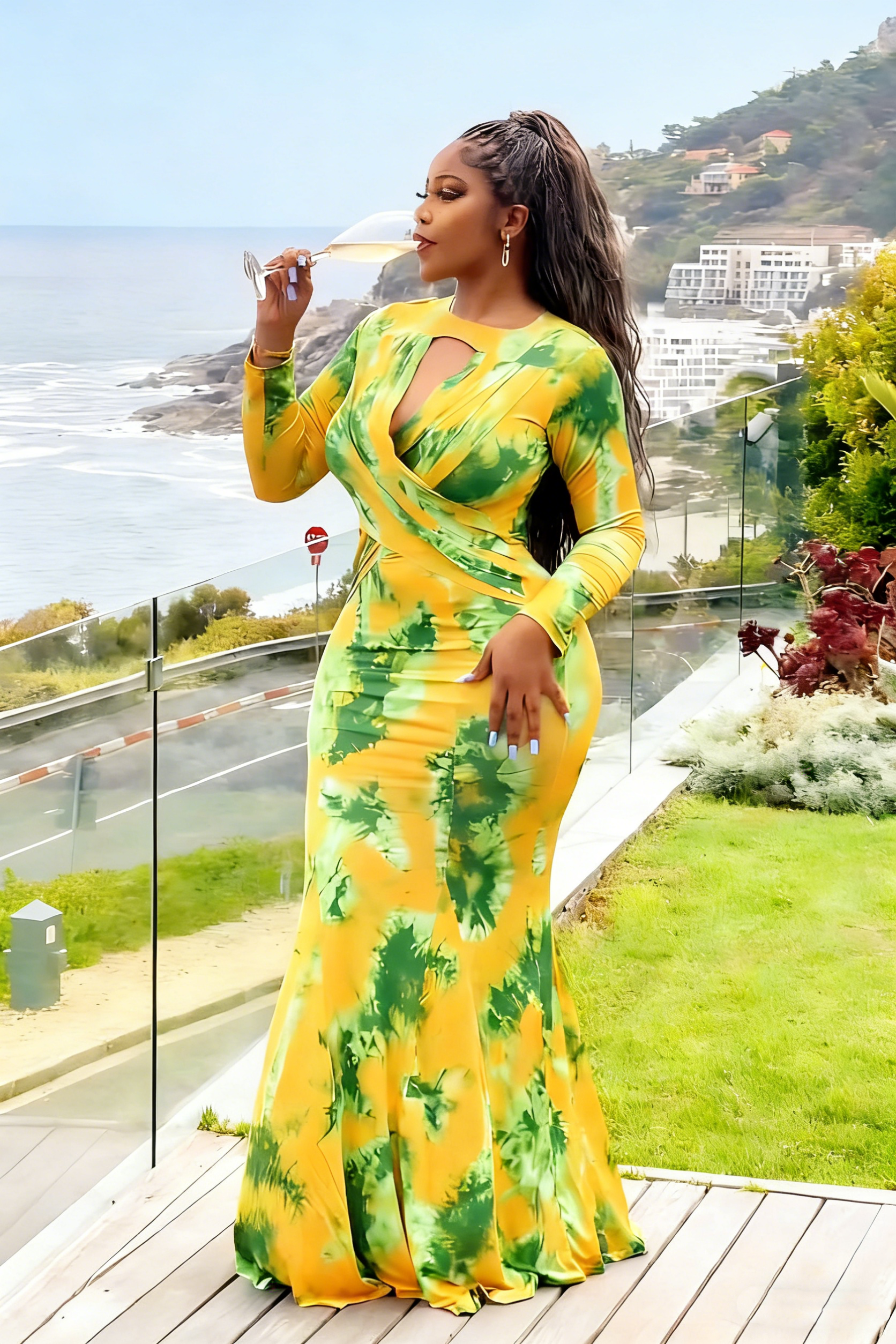 Conjunto de calças florais com mangas balonê Félice