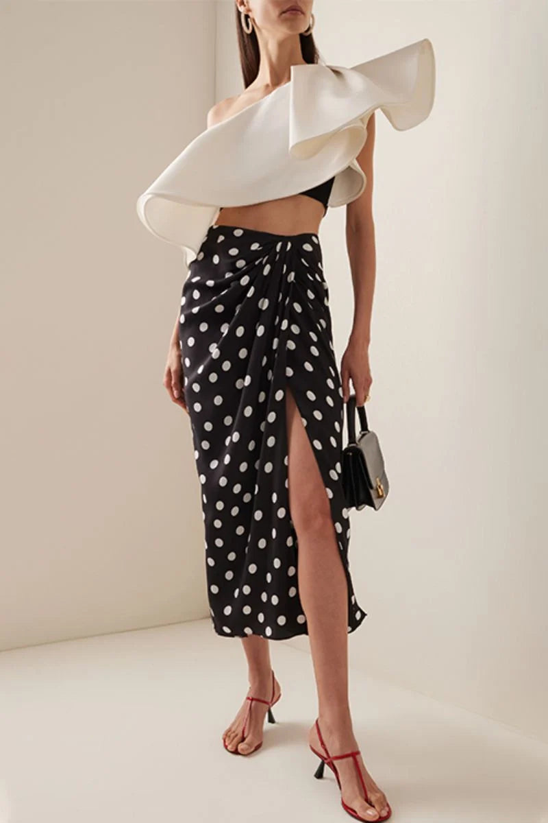 Bikini Set with Polka Dot Wrap Skirt