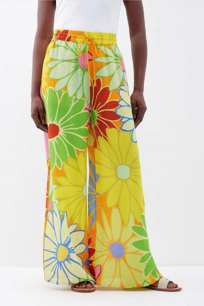 Ensemble pantalon ample à jambes larges et imprimé floral à la mode