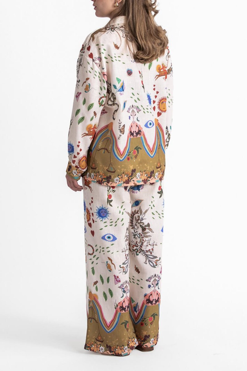 Set di Pantaloni Oversize Larghi con Stampa Etnica in Evidenza