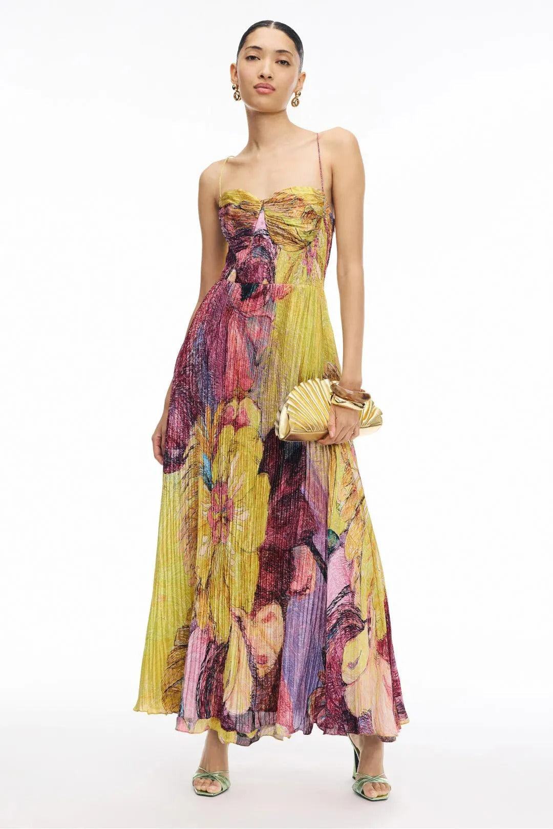 Kiara Multicolored Ikat Print Maxi Dress