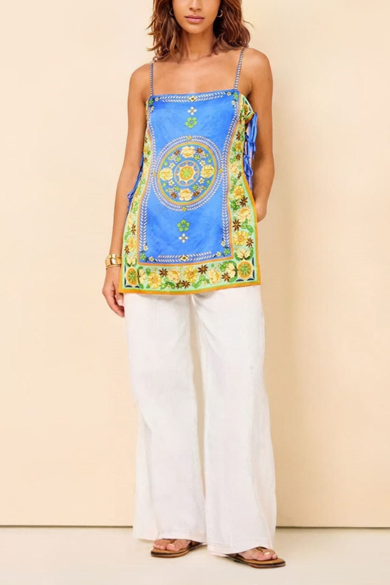 Ensemble de pantalons en carreaux de mosaïque ornés