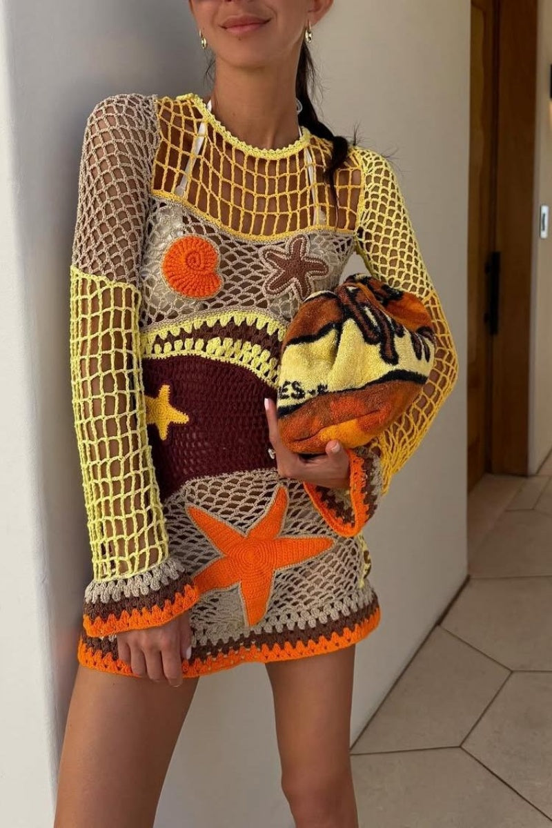 crochet mini dress pattern Coral Reef-Inspired Pattern Crochet Mini Dress
