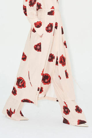 Sahara Print Kimono Klänning - Coquelicot