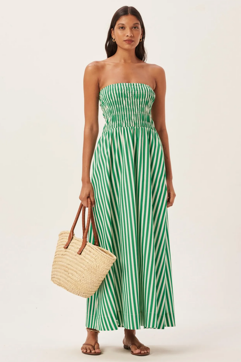 smocked tube maxi dress Maud Stripe calvin klein extreme slim fit Red Fit And Flare Smocked Stretch Size:3XL | 34 (for waist size 38