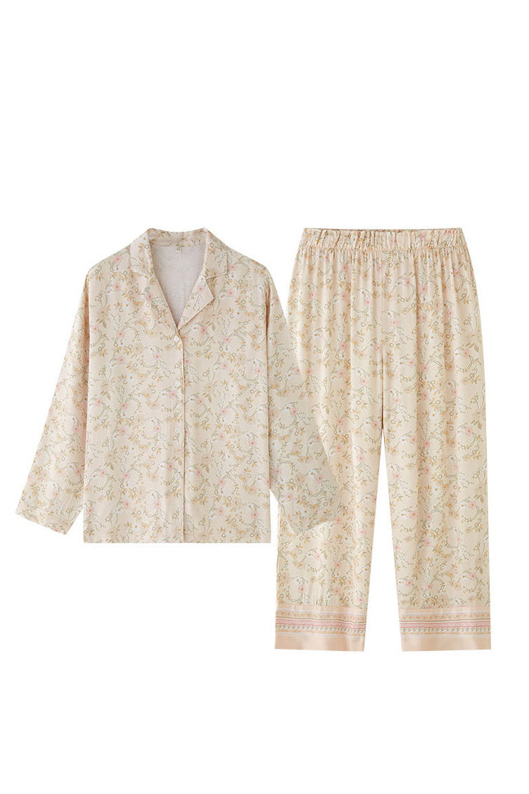Set oblečení na spaní s výšivkou saténovou růží