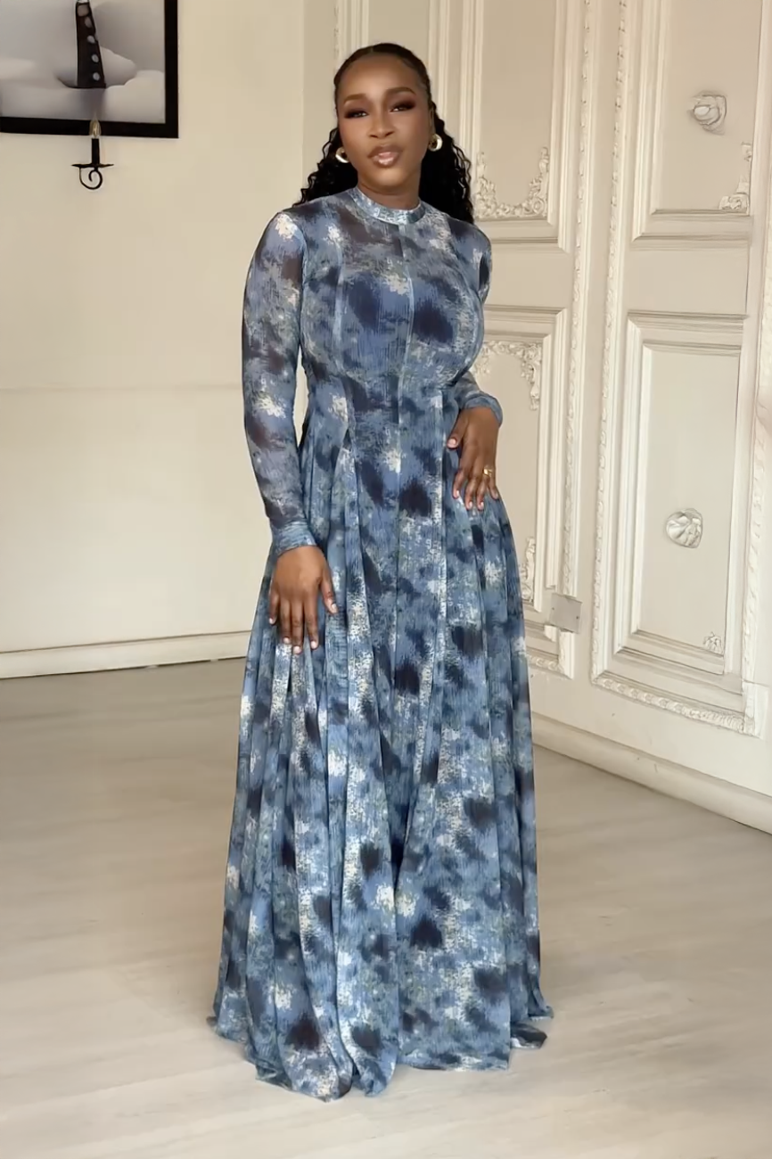 Lyric Dye Blue Abstract Maxi Dress