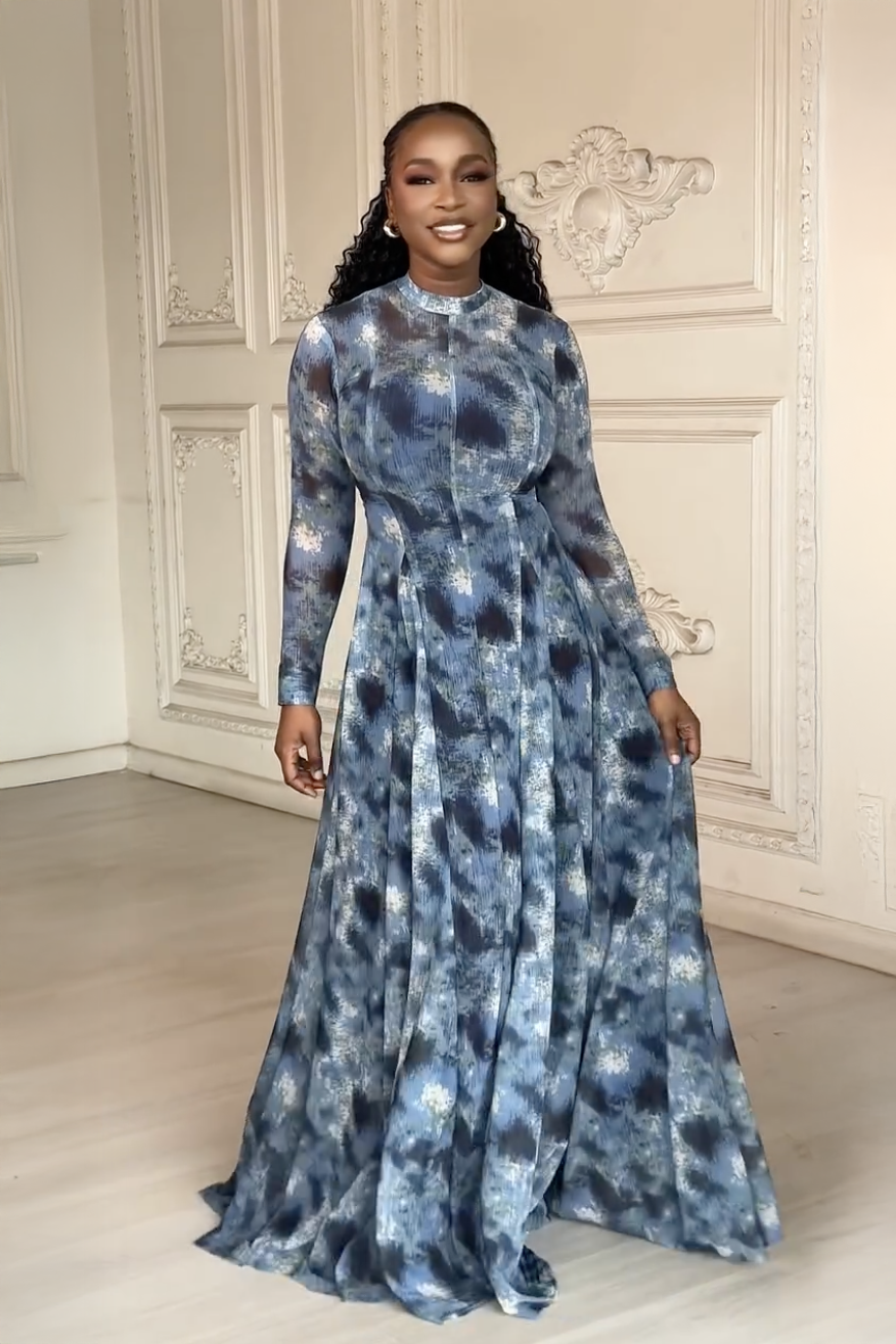 Lyric Dye Blue Abstract Maxi Dress