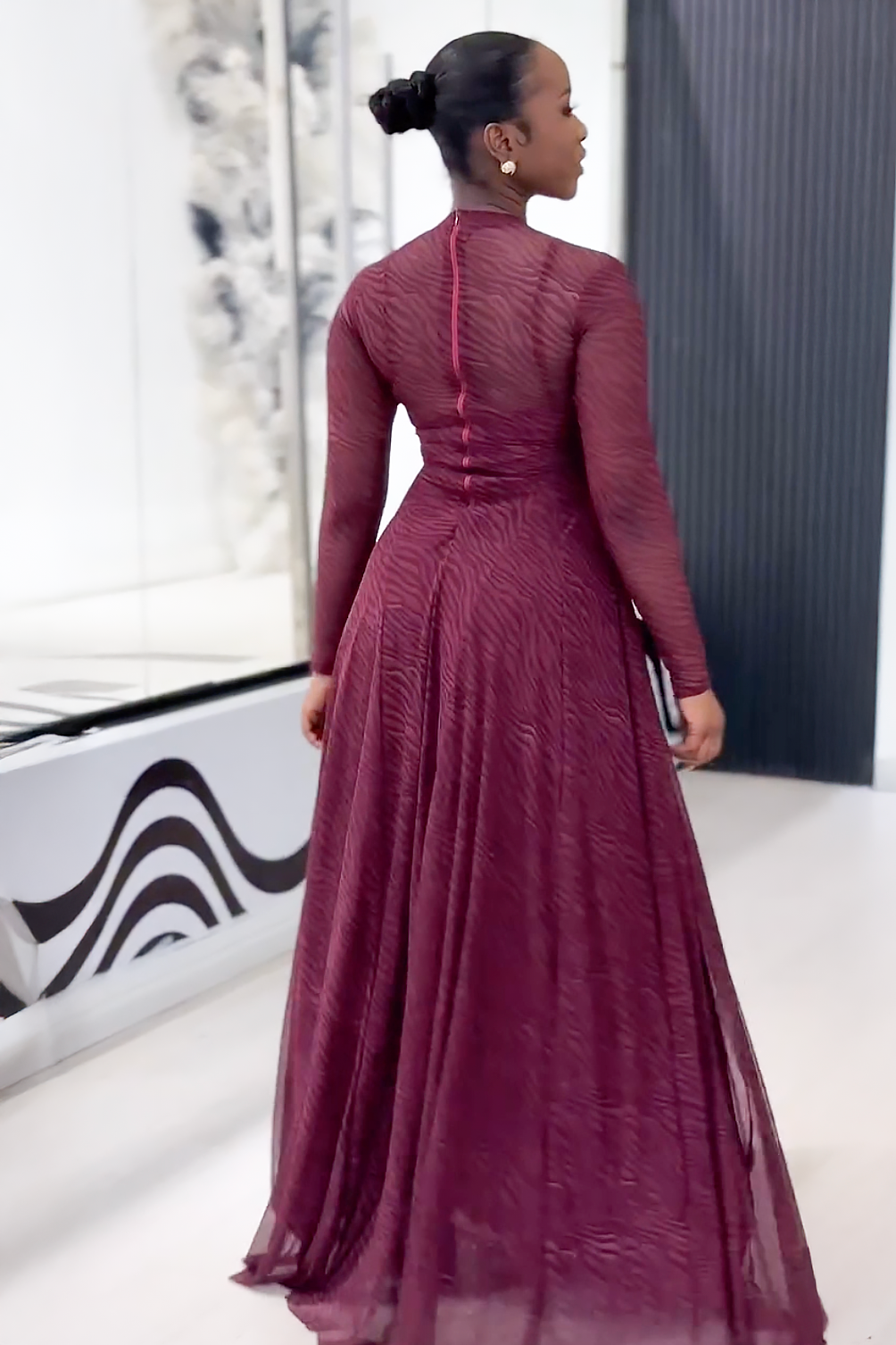 Amethyst Wave Mesh Maxi Dress