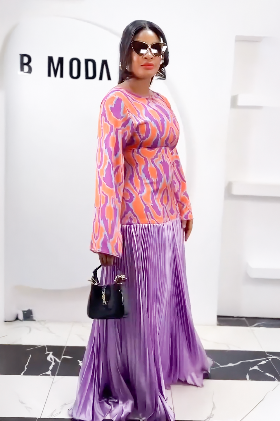 Ikat Sunset Pleated Maxi Dress