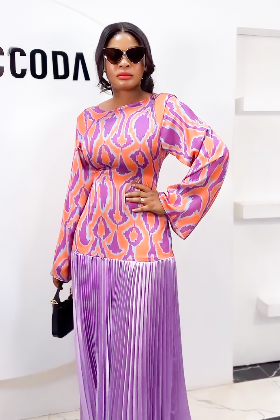 Ikat Sunset Pleated Maxi Dress