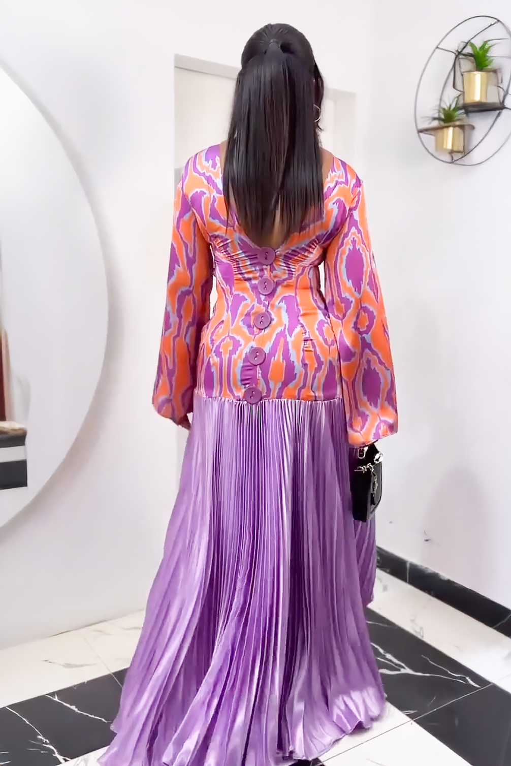 Ikat Sunset Pleated Maxi Dress