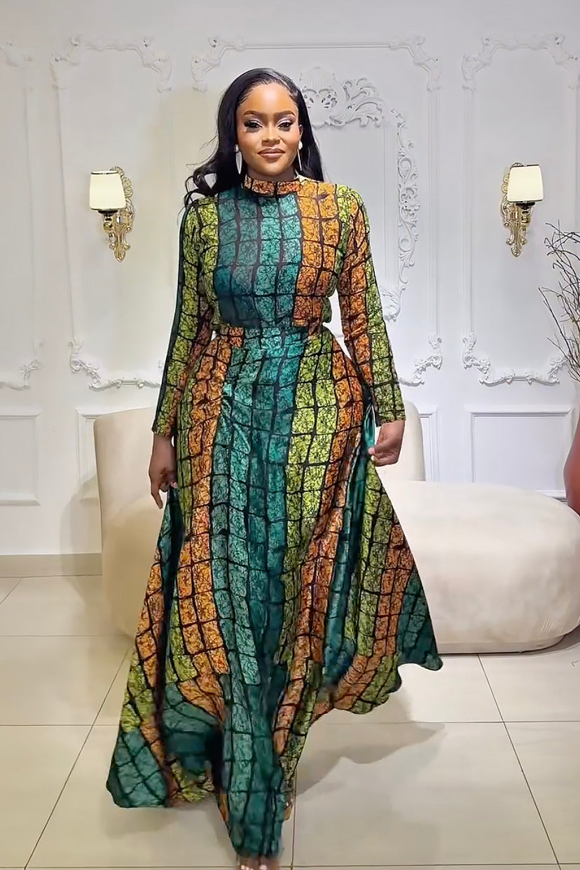 Emerald Kente Royalty Skirt Set