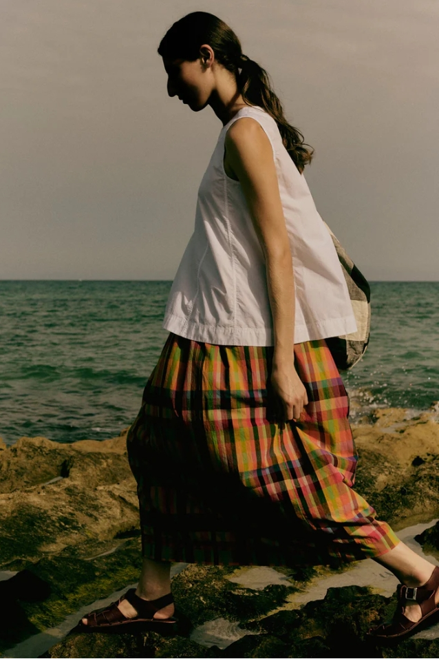 Pleated Check Multicolor Skirt